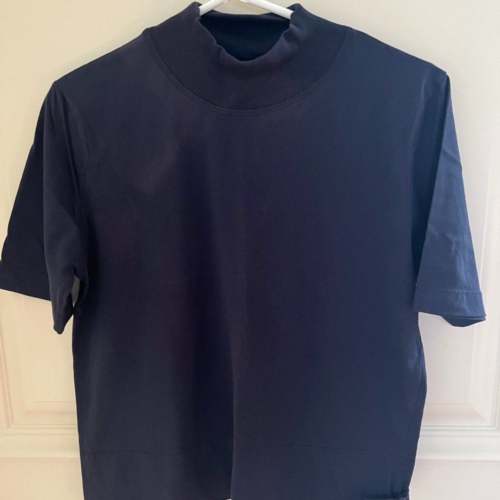 Zara Navy Blue Mock neck T Shirts (2)